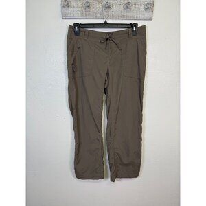 The North Face Womens Nylon Roll-Up Pants 10 Khaki Drawstring Waist Outdoor